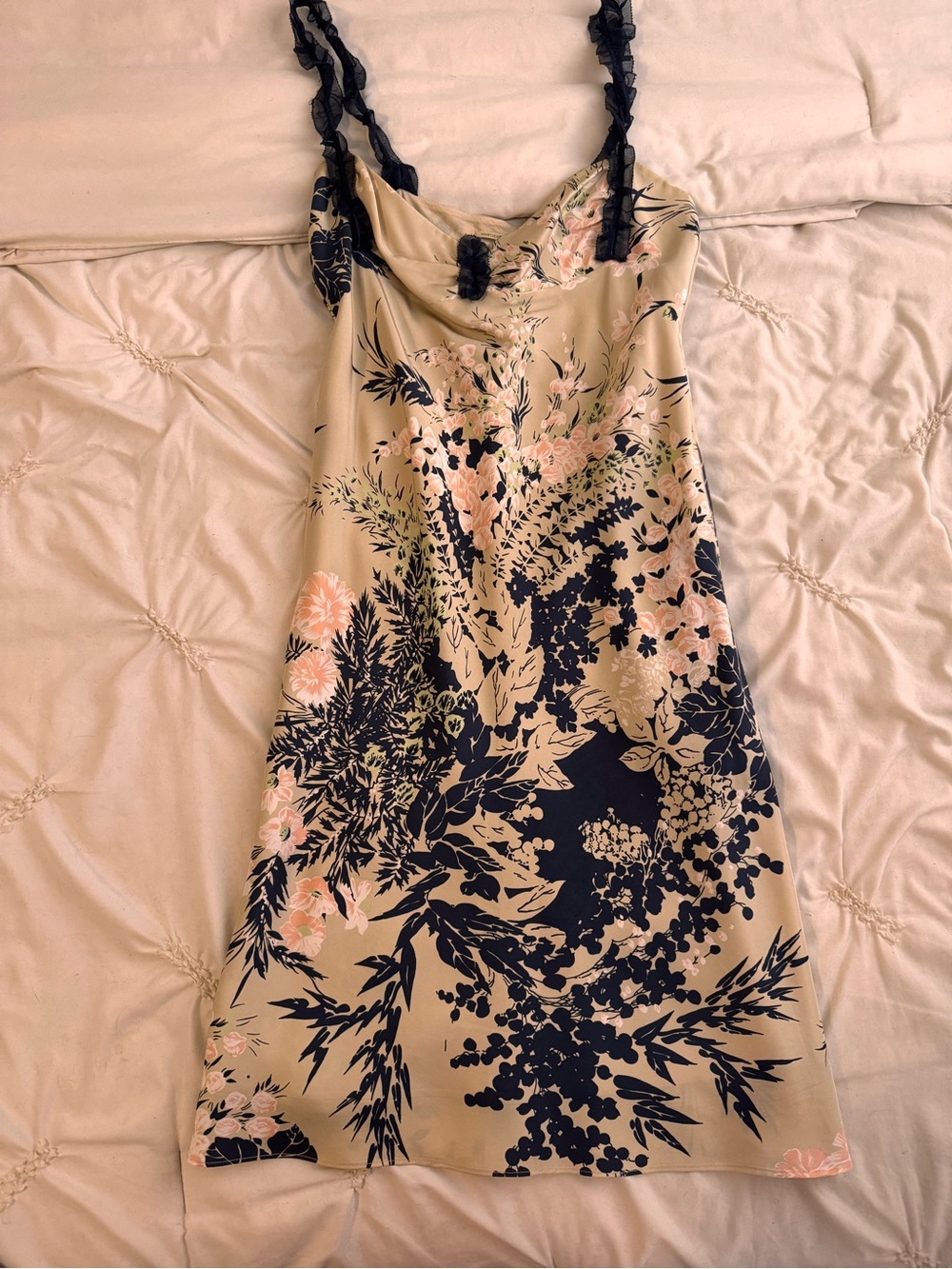 Max Studio 100% Silk Floral Slip Dress Size Medium Y2K